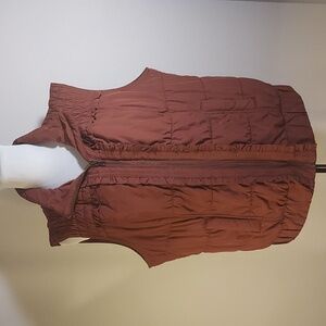 Christopher & Banks Brown Rust Quilted Ruffled Puffer Vest Size XL